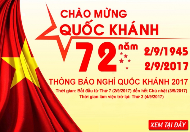 Thông báo nghỉ lễ Quốc khánh 2/9/2017